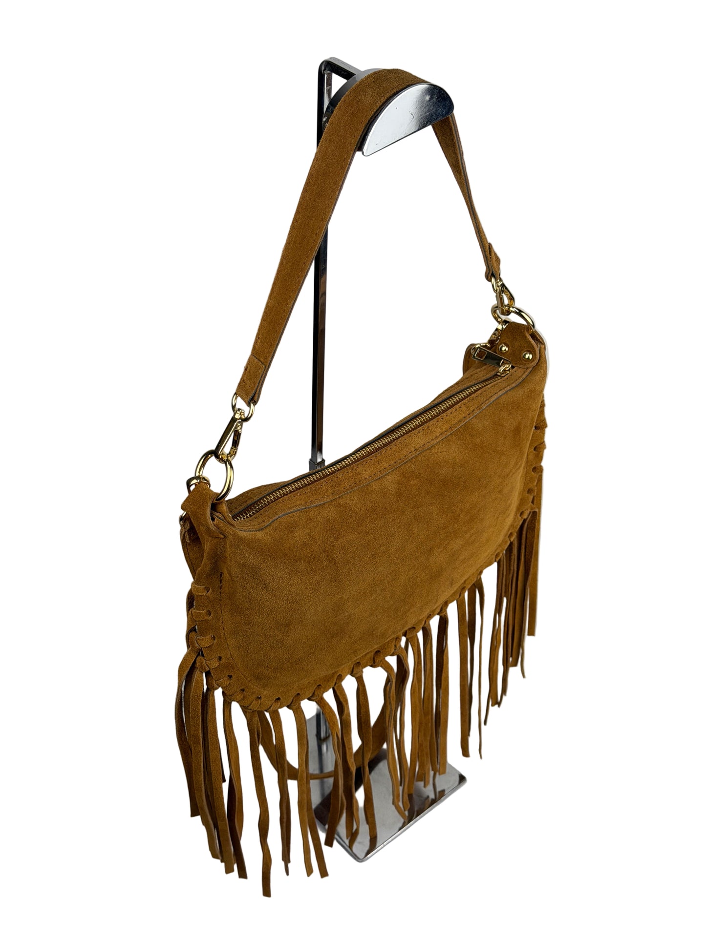 Borsa a tracolla in camoscio con frange - Cuoio in borsa a mano - EmilyHu LOVE