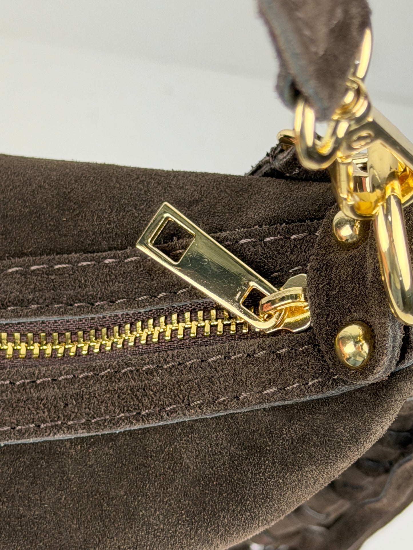 Borsa a tracolla in camoscio con frange - Marrone Scuro in borsa a spalla - EmilyHu LOVE
