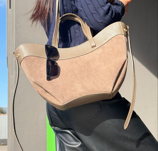 Borsa tote VENERE - Camoscio e pelle in borsa a spalla - EmilyHu LOVE