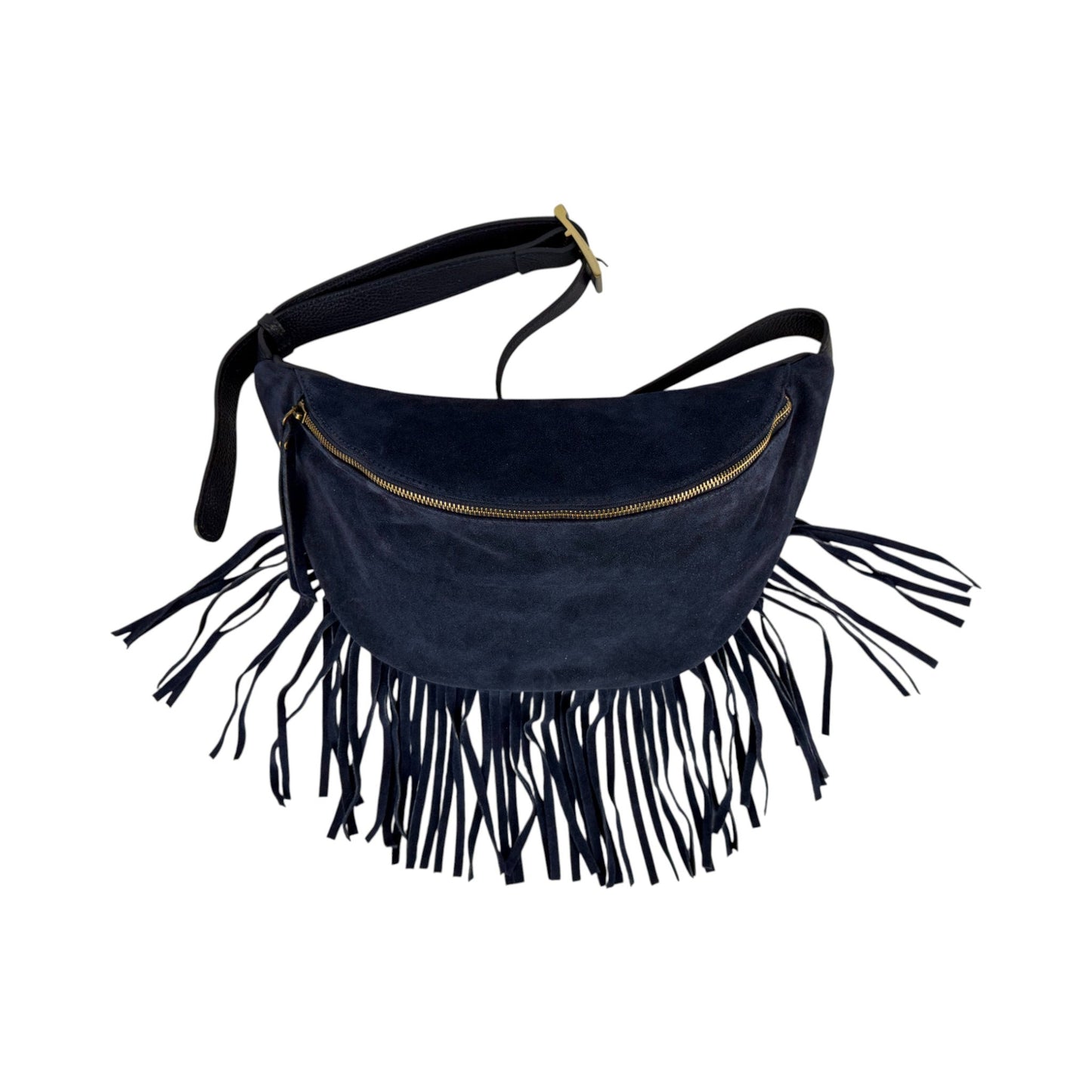 Marsupio con frange LUNA - Camoscio e pelle in borsa tracolla - EmilyHu LOVE