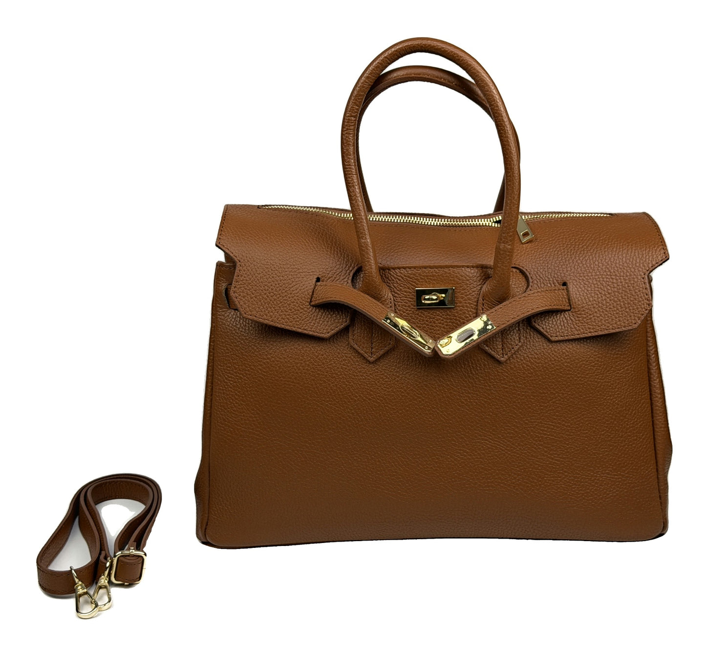 Borsa a Mano Grande - Chloé in Borsa a Mano in Pelle Martellata con Patta e Zip - EmilyHu LOVE