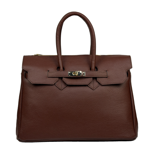 Borsa a Mano Grande - Chloé in Borsa a Mano in Pelle Martellata con Patta e Zip - EmilyHu LOVE