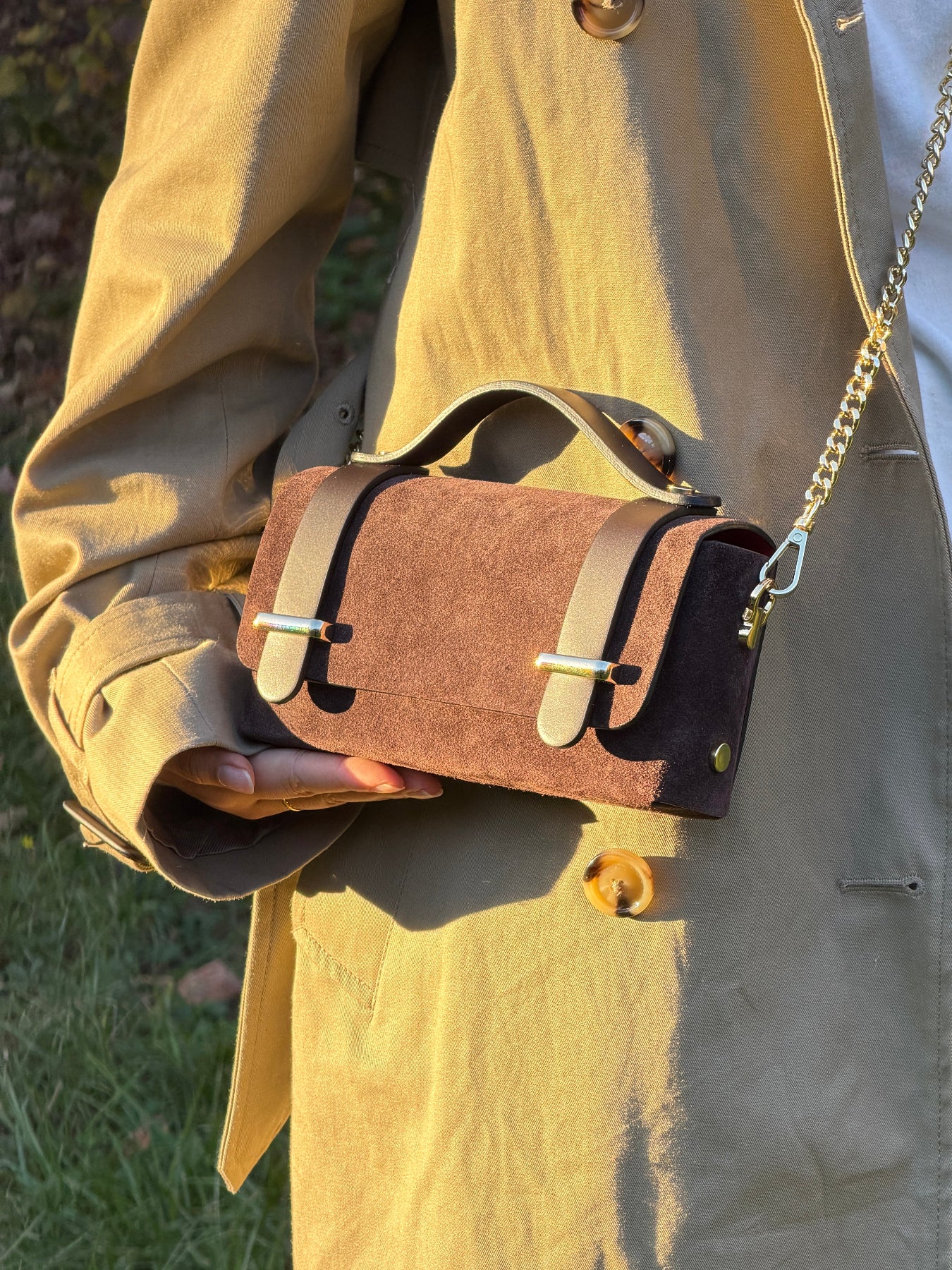 Borsa mini CHIARA - Camoscio e pelle in borsa a spalla - EmilyHu LOVE