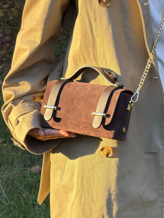 Borsa mini CHIARA - Camoscio e pelle in borsa a spalla - EmilyHu LOVE