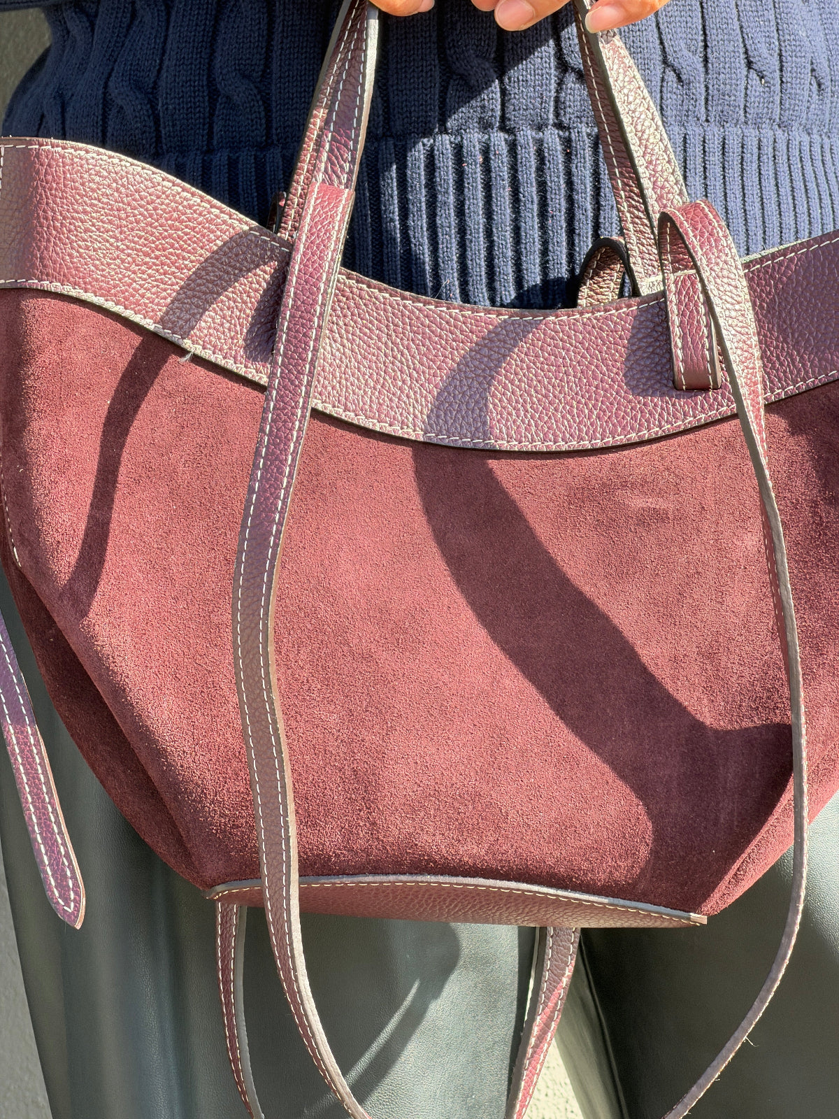 Borsa tote VENERE - Camoscio e pelle in borsa a spalla - EmilyHu LOVE