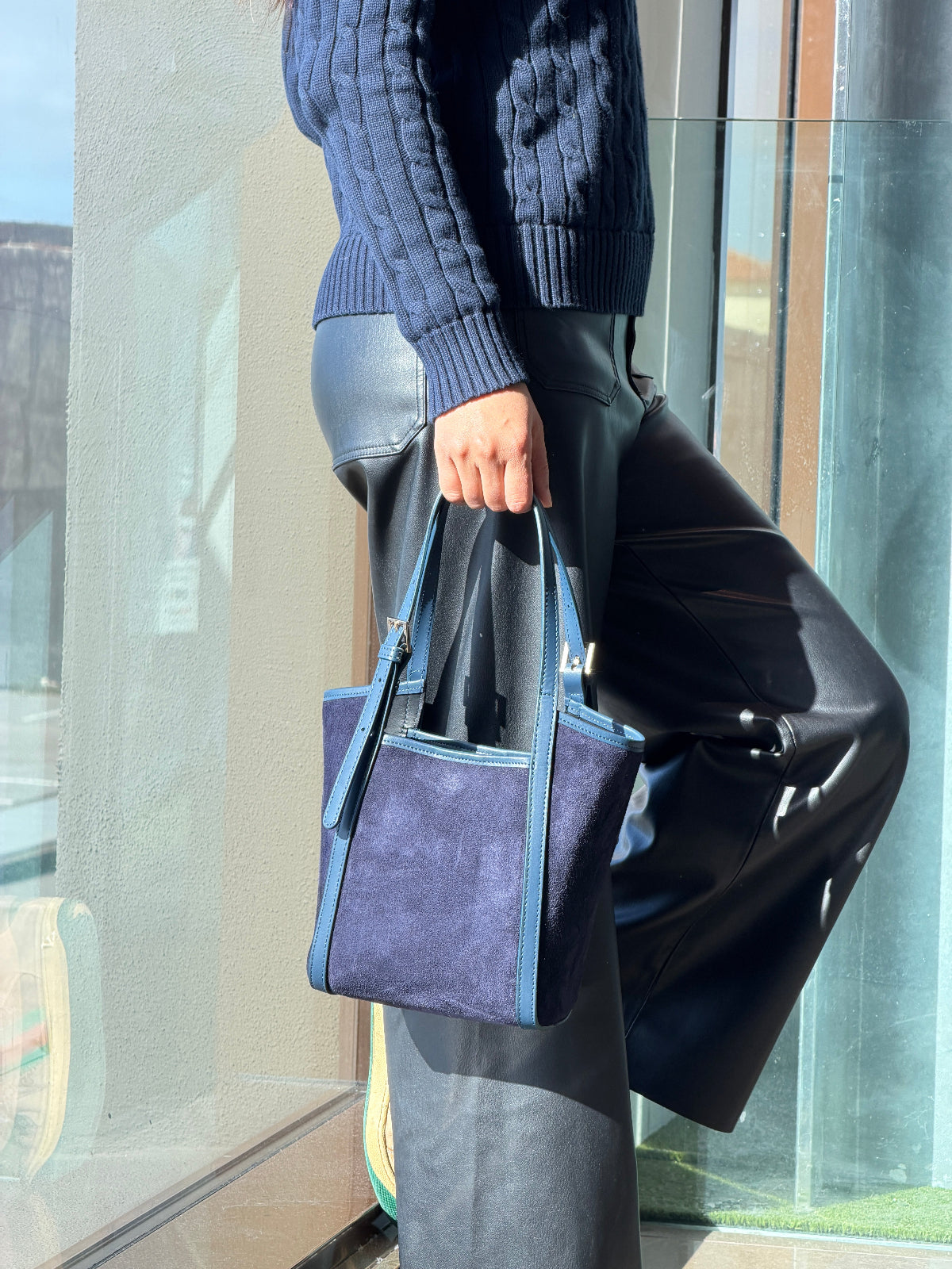 Borsa Secchiello ALIANA - Camoscio e pelle in borsa a mano piccolo - EmilyHu LOVE