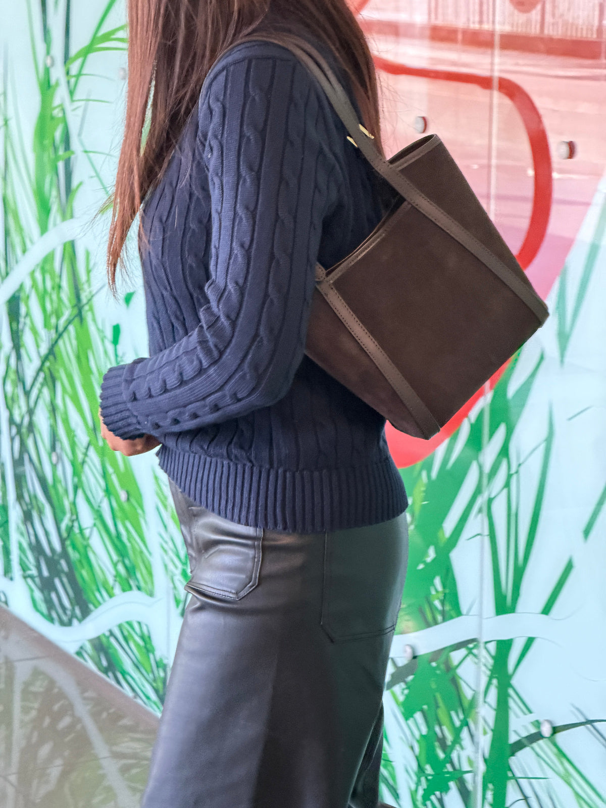 Borsa Secchiello ALIANA - Camoscio e pelle in borsa a mano piccolo - EmilyHu LOVE