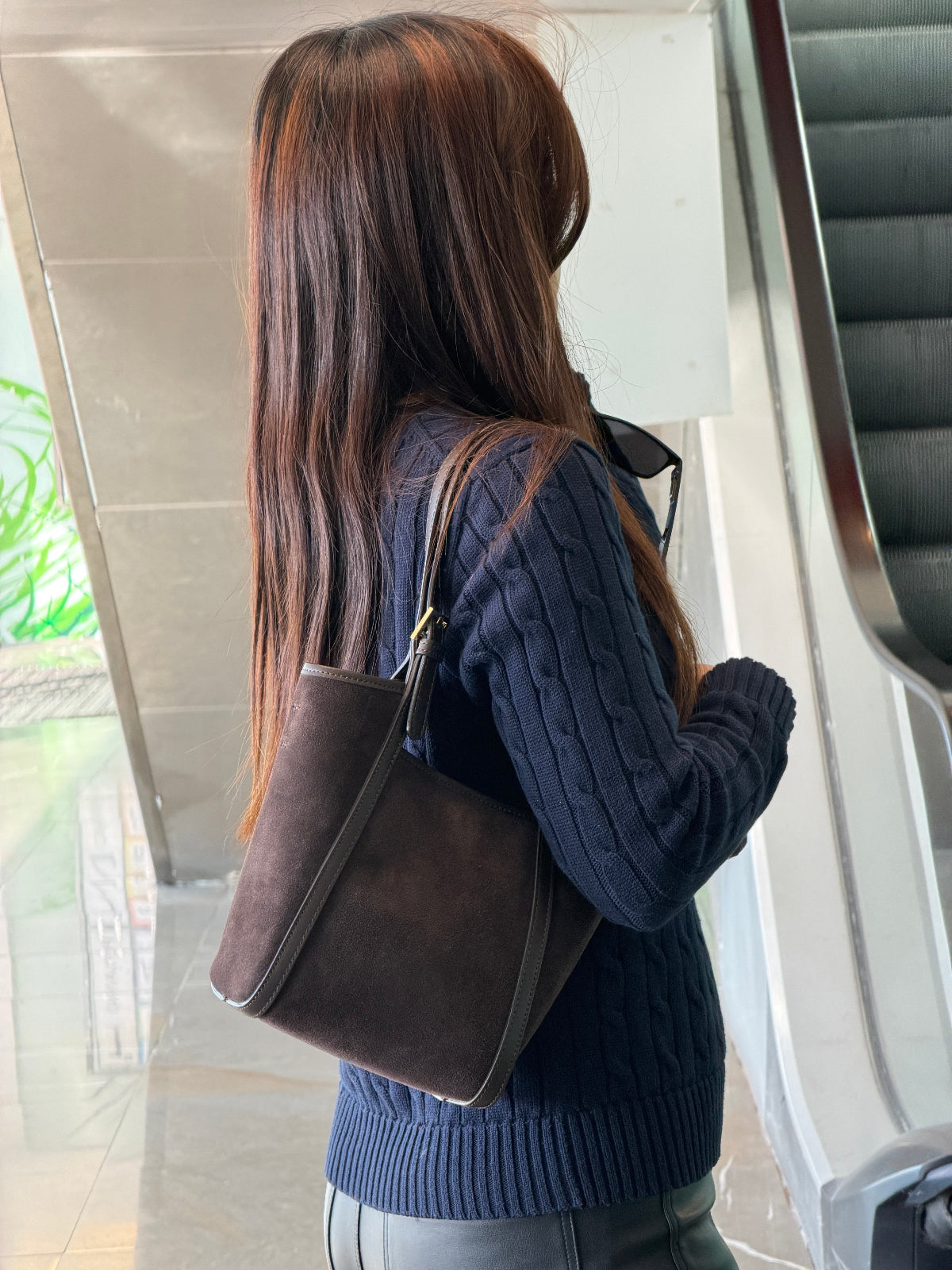 Borsa Secchiello ALIANA - Camoscio e pelle in borsa a mano piccolo - EmilyHu LOVE