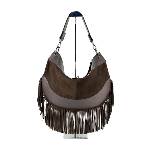 Borsa hobo con frange MAYA - Camoscio e pelle in Borsa Hobo - EmilyHu LOVE