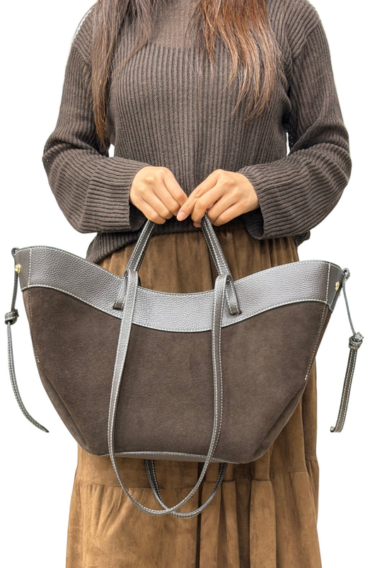 Borsa tote grande VENERE - Camoscio e pelle in borsa a spalla - EmilyHu LOVE