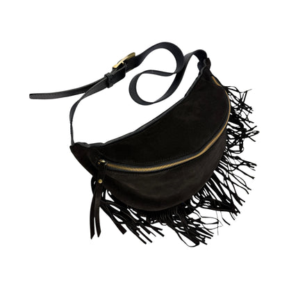 Marsupio con frange LUNA - Camoscio e pelle in borsa tracolla - EmilyHu LOVE