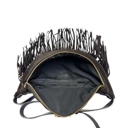 Marsupio con frange LUNA - Camoscio e pelle in borsa tracolla - EmilyHu LOVE