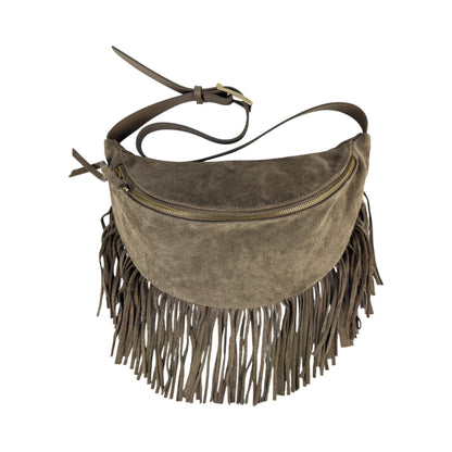 Marsupio con frange LUNA - Camoscio e pelle in borsa tracolla - EmilyHu LOVE