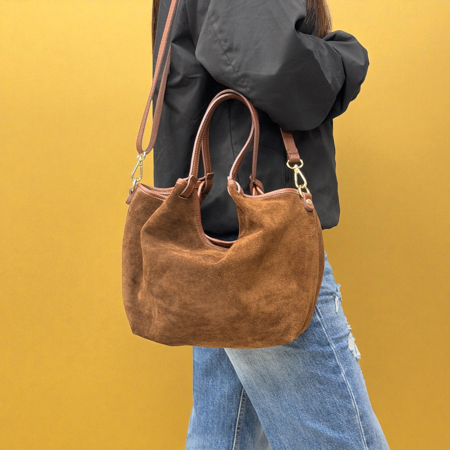 Borsa Hobo SIENNA - Camoscio in borsa a mano - EmilyHu LOVE