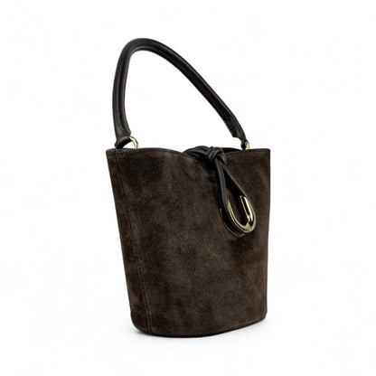 Borsa secchiello STELLA - Camoscio e pelle in borsa tote - EmilyHu LOVE