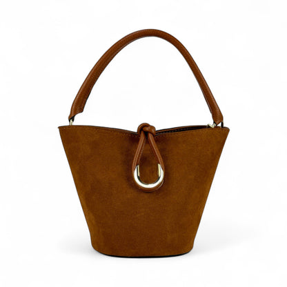 Borsa secchiello STELLA - Camoscio e pelle in borsa tote - EmilyHu LOVE