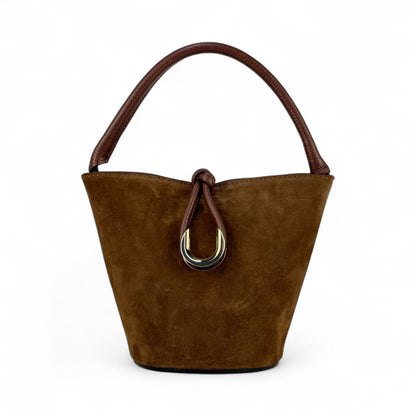 Borsa secchiello STELLA - Camoscio e pelle in borsa tote - EmilyHu LOVE