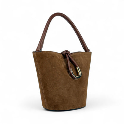 Borsa secchiello STELLA - Camoscio e pelle in borsa tote - EmilyHu LOVE