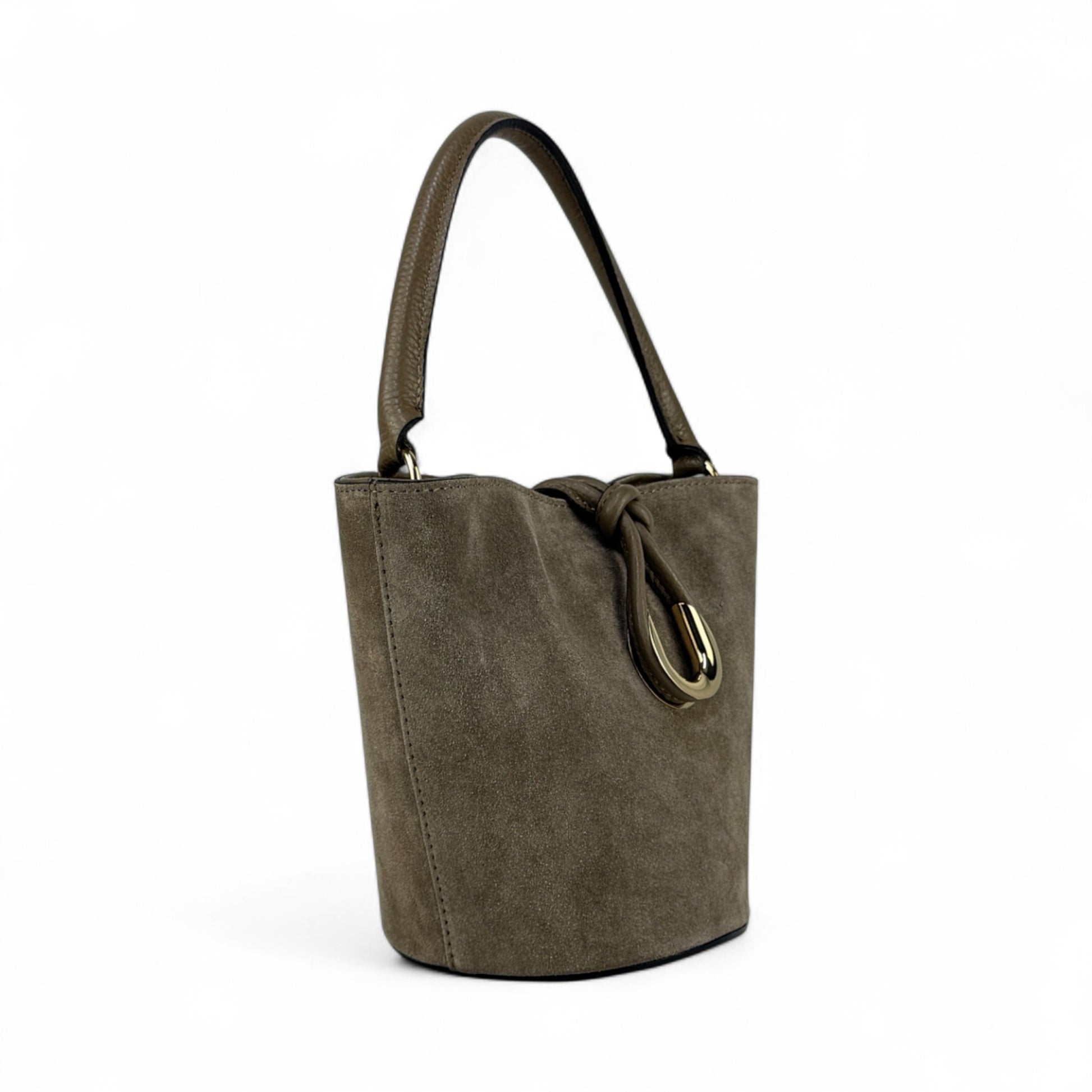 Borsa secchiello STELLA - Camoscio e pelle in borsa tote - EmilyHu LOVE