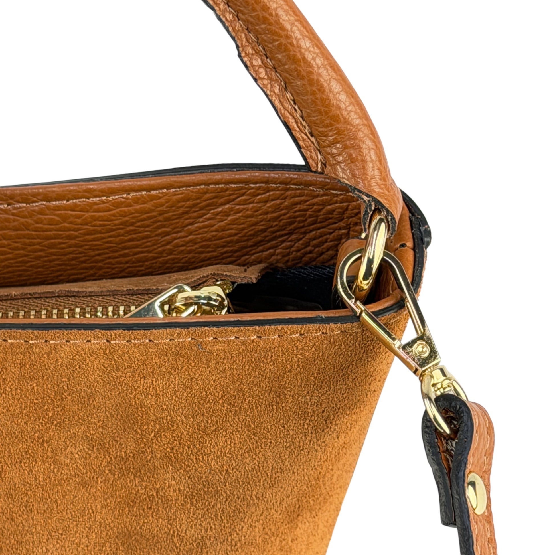 Borsa secchiello STELLA - Camoscio e pelle in borsa tote - EmilyHu LOVE