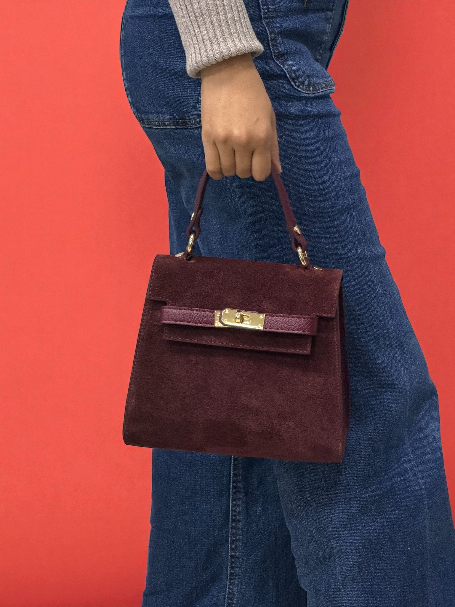 Borsa KATE - Camoscio e Pelle in borsa a mano - EmilyHu LOVE