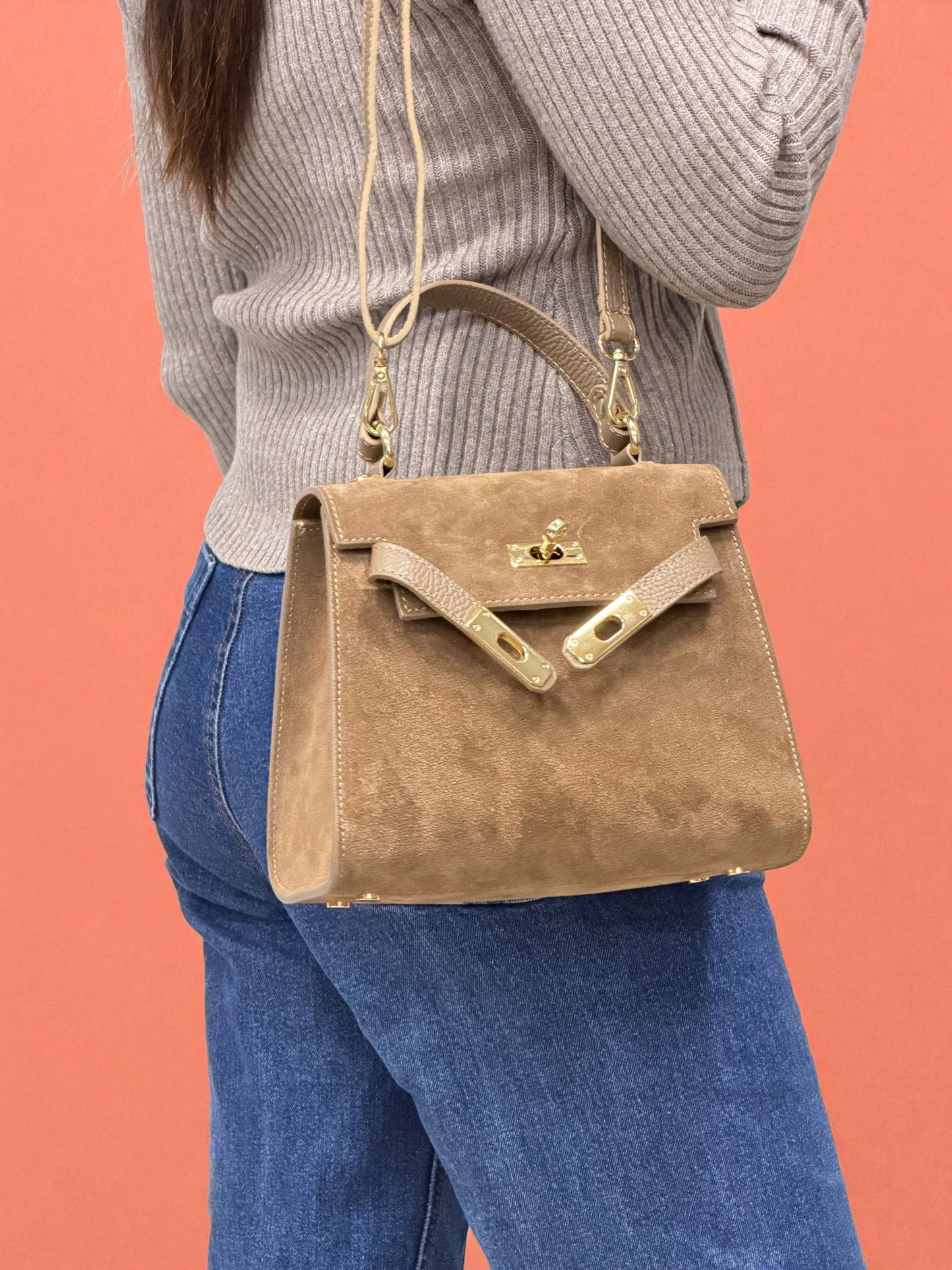 Borsa KATE - Camoscio e Pelle in borsa a mano - EmilyHu LOVE