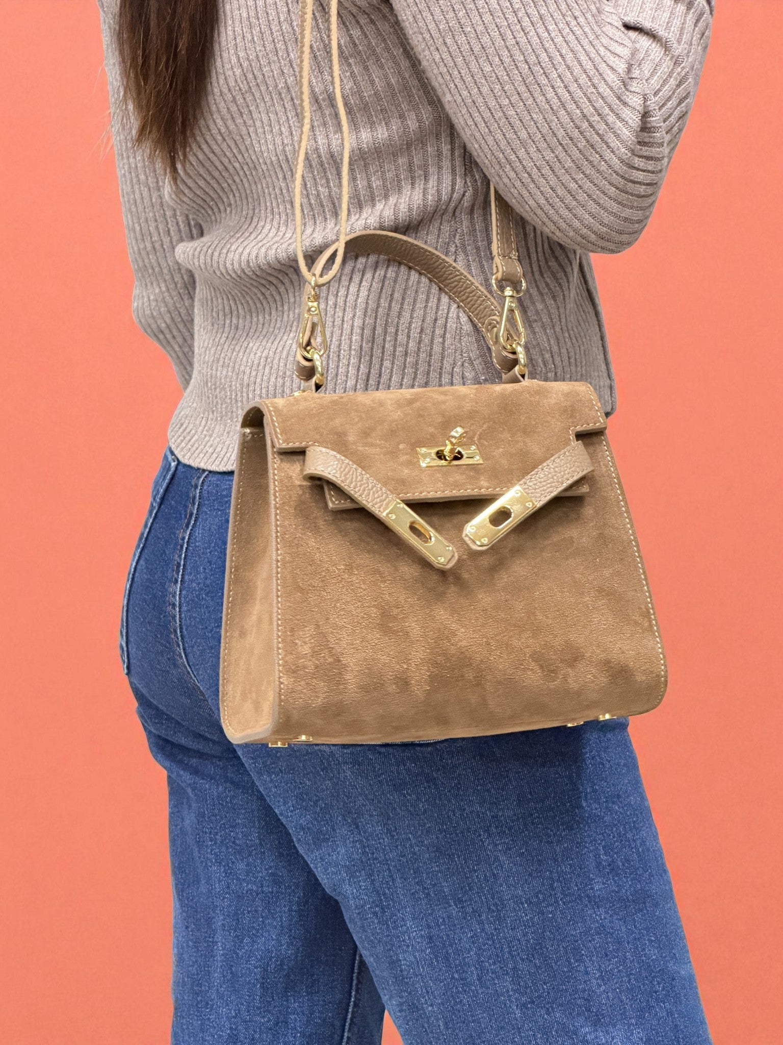 Borsa KATE - Camoscio e Pelle in borsa a mano - EmilyHu LOVE