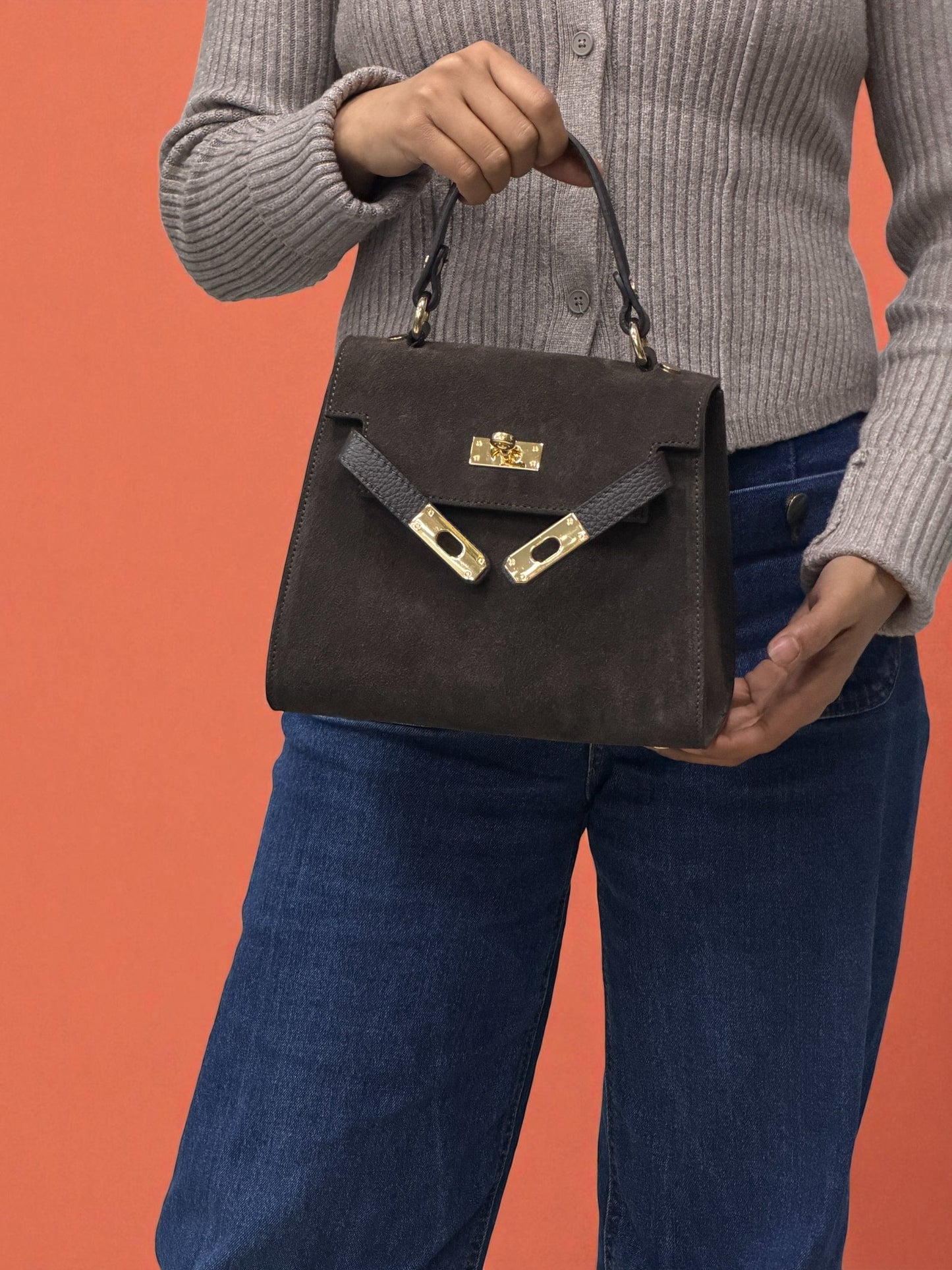 Borsa KATE - Camoscio e Pelle in borsa a mano - EmilyHu LOVE