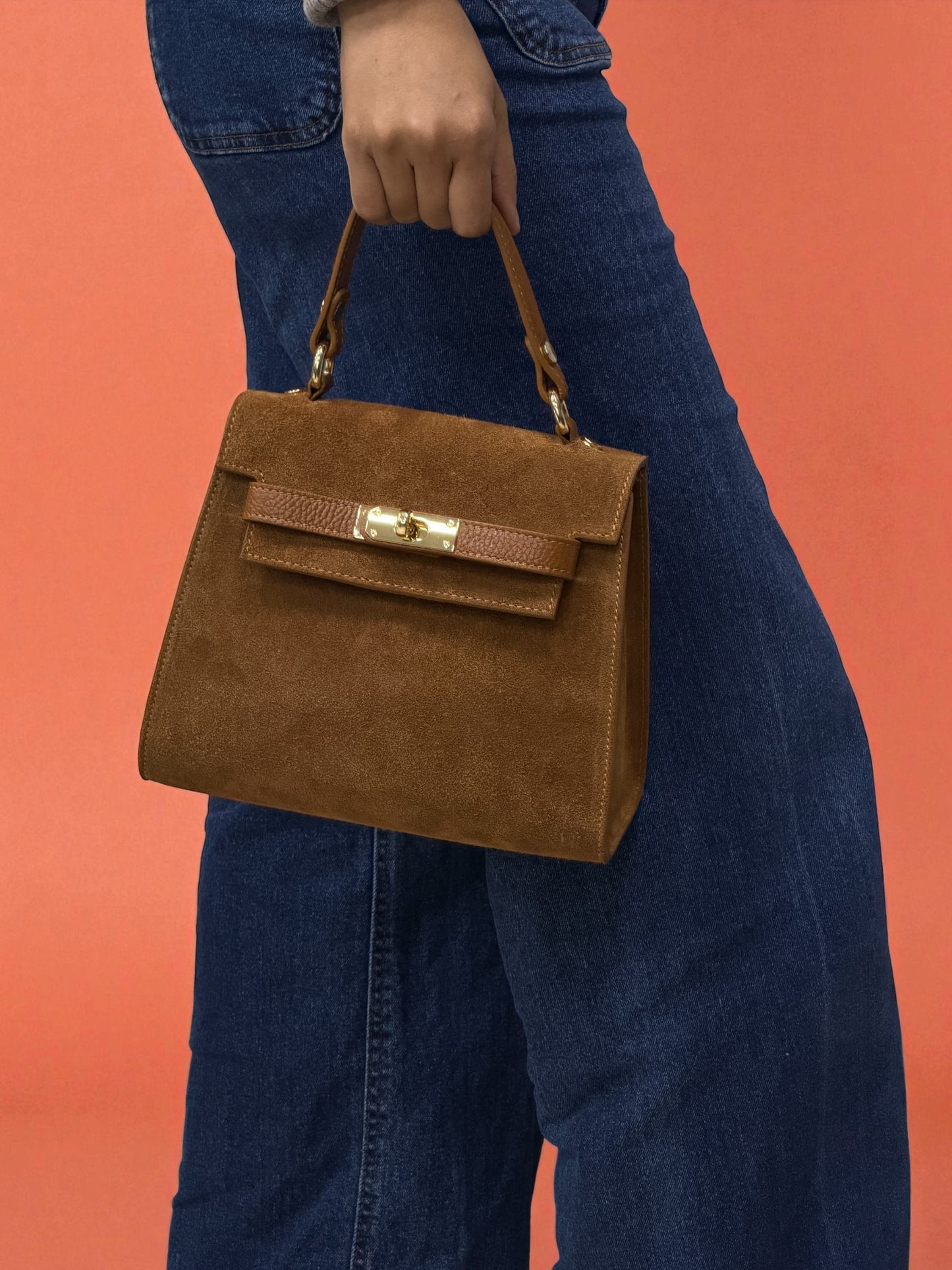 Borsa KATE - Camoscio e Pelle in borsa a mano - EmilyHu LOVE