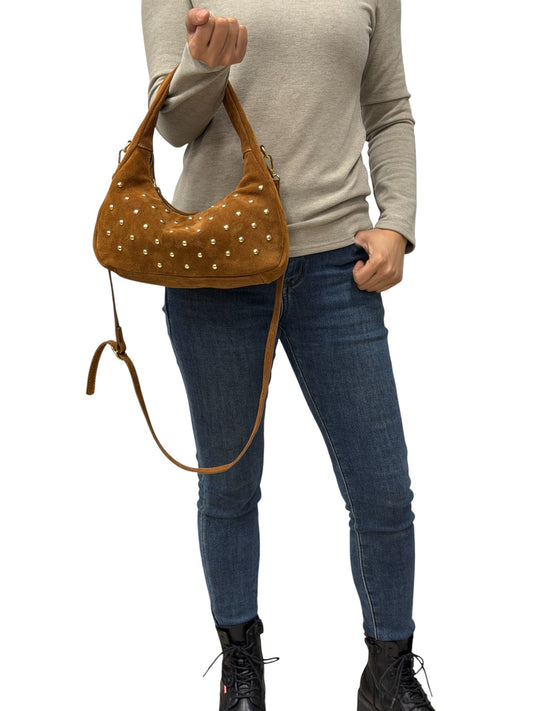 Borsa Hobo MILA con Borchie - Camoscio in borsa a mano - EmilyHu LOVE