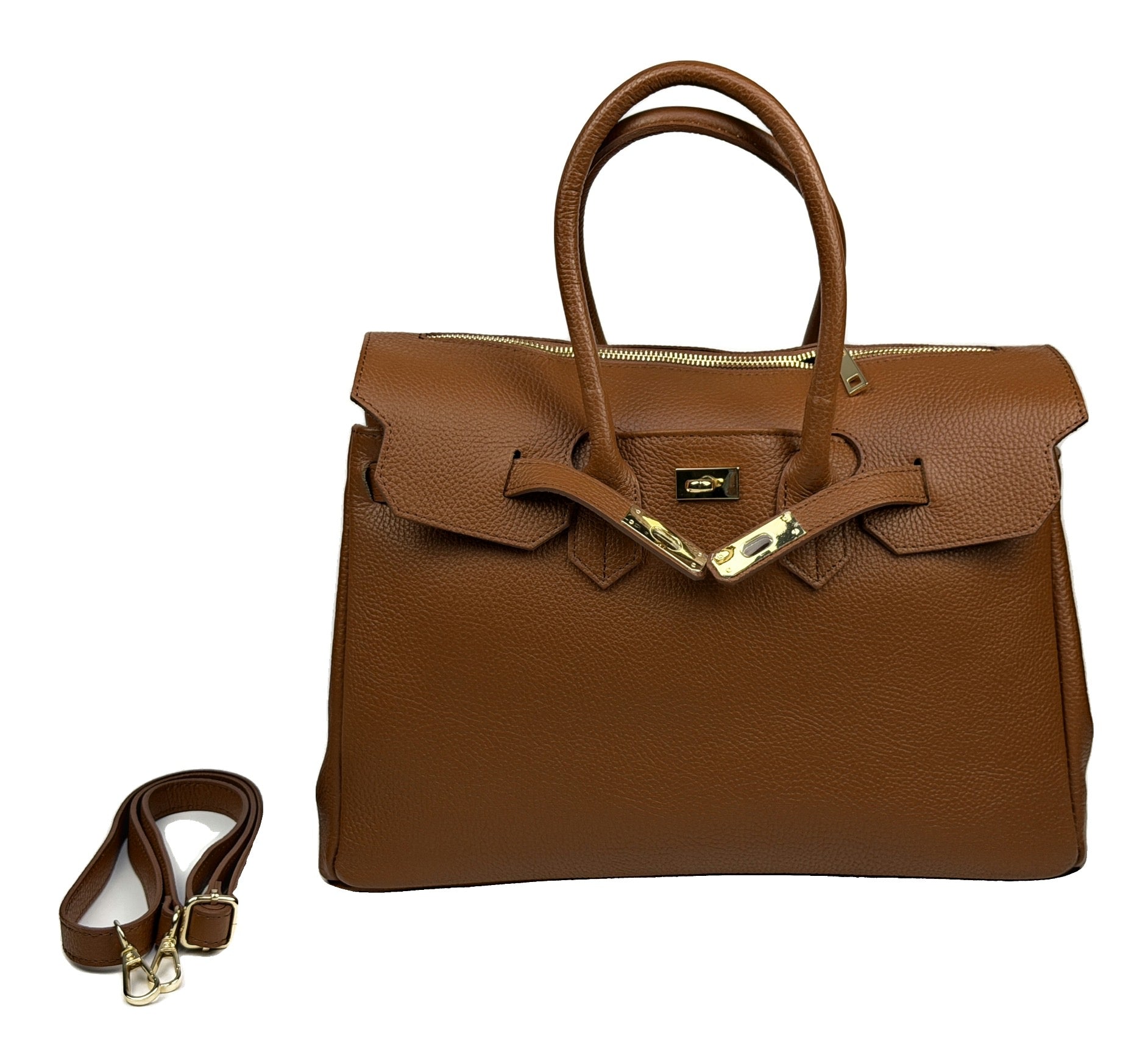 Borsa a Mano Grande - Chloé in Borsa a Mano in Pelle Martellata con Patta e Zip - EmilyHu LOVE