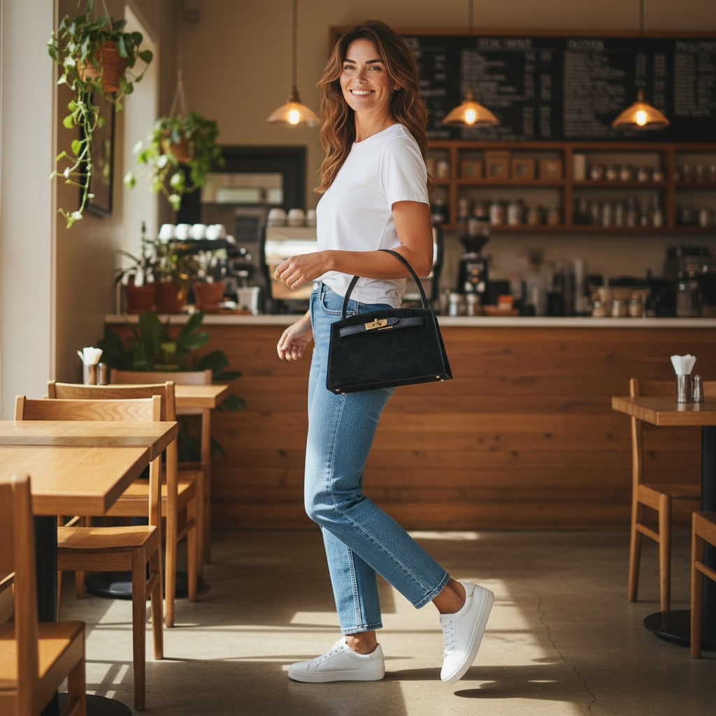 Borsa mini ARIA - Camoscio e pelle in borsa a mano - EmilyHu LOVE