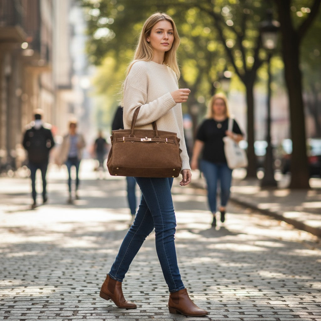 Borsa tote MARIA - Camoscio in borsa a tracolla - EmilyHu LOVE