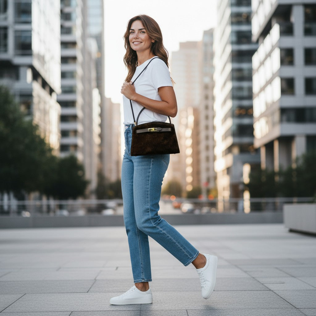 Borsa mini ARIA - Camoscio e pelle in borsa a mano - EmilyHu LOVE